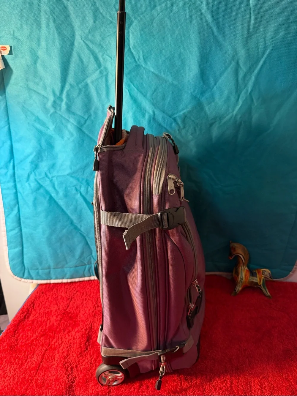 Men's Black and Purple Roll-Top Travel Bag - Unbranded